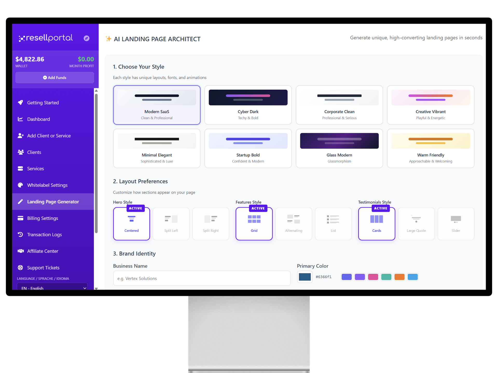 Landing page generator