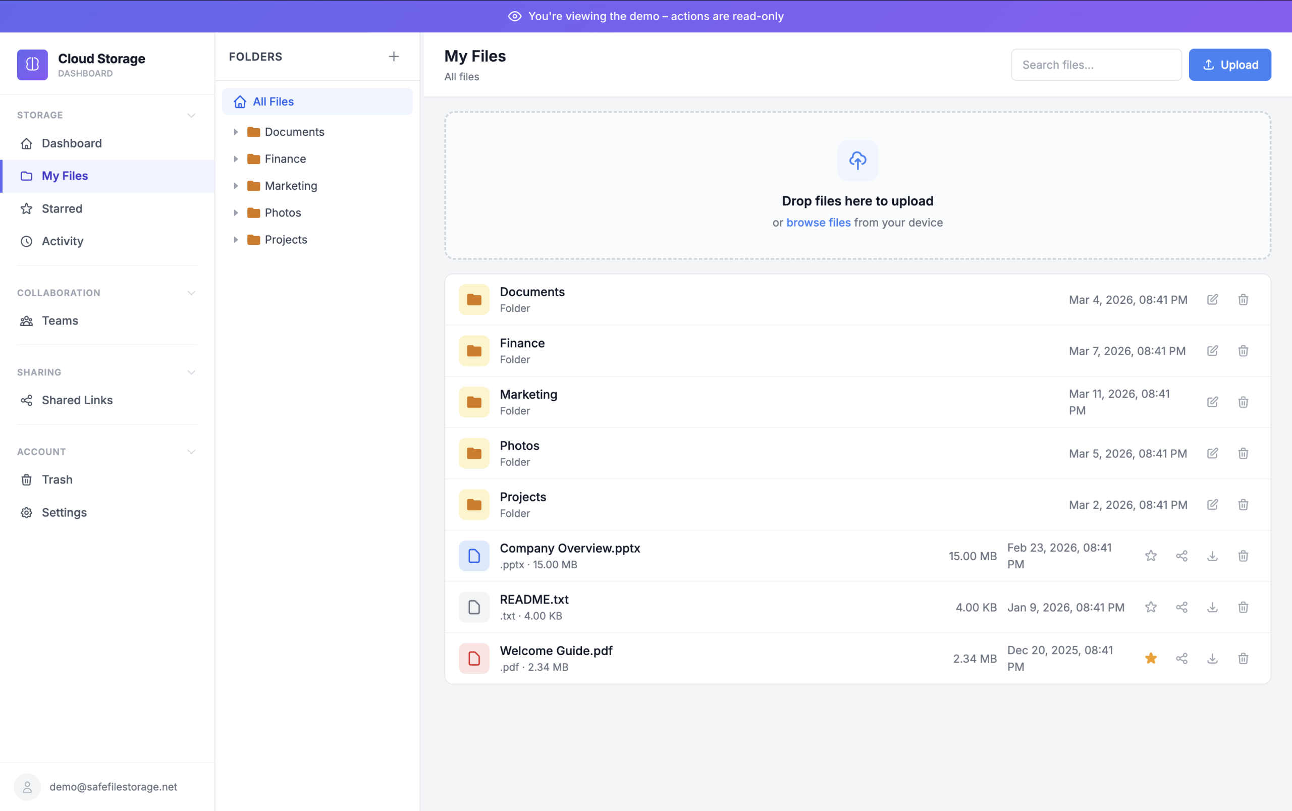 Cloud Storage dashboard
