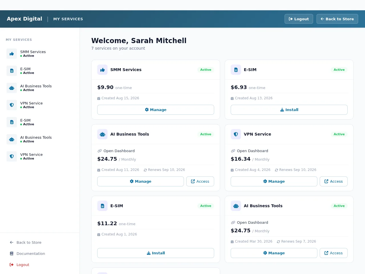 Self-service client portal